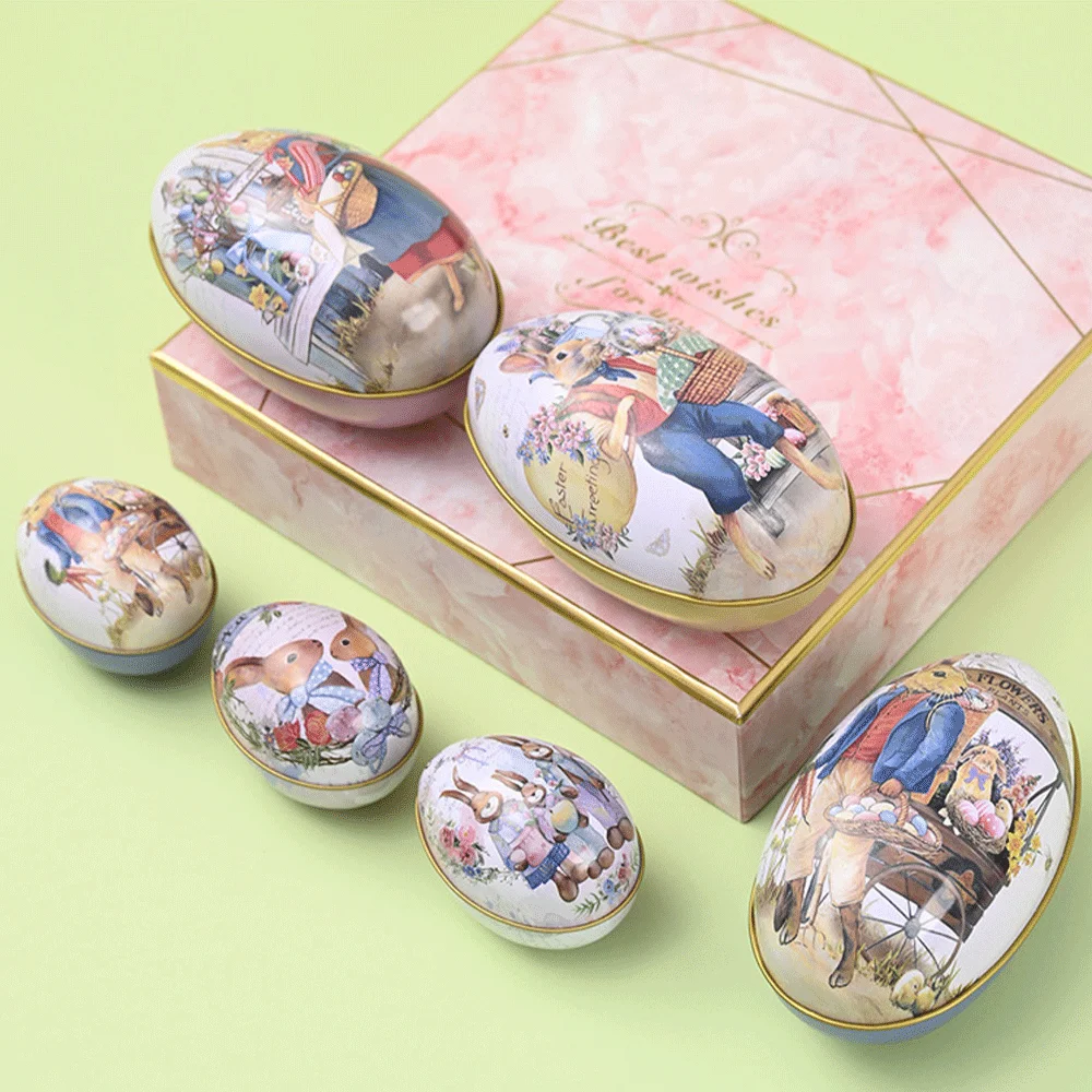 Metall-Osterei-Blechdose Hasen-Süßigkeiten-Verpackungsbehälter Party-Gastgeschenke Dekorative Kaninchen-Dose Festliche Geschenkboxen Frühlings-Zubehör – Detail 7
