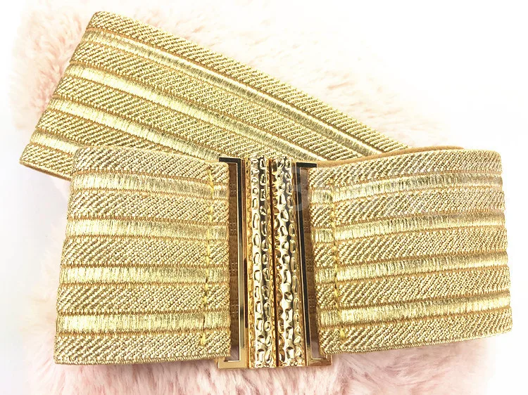 Women's Fashion Elastic Gold Cummerbunds Female Dress Corsets Waistband  Belts Decoration Wide Belt R2192 - AliExpress 200000297
