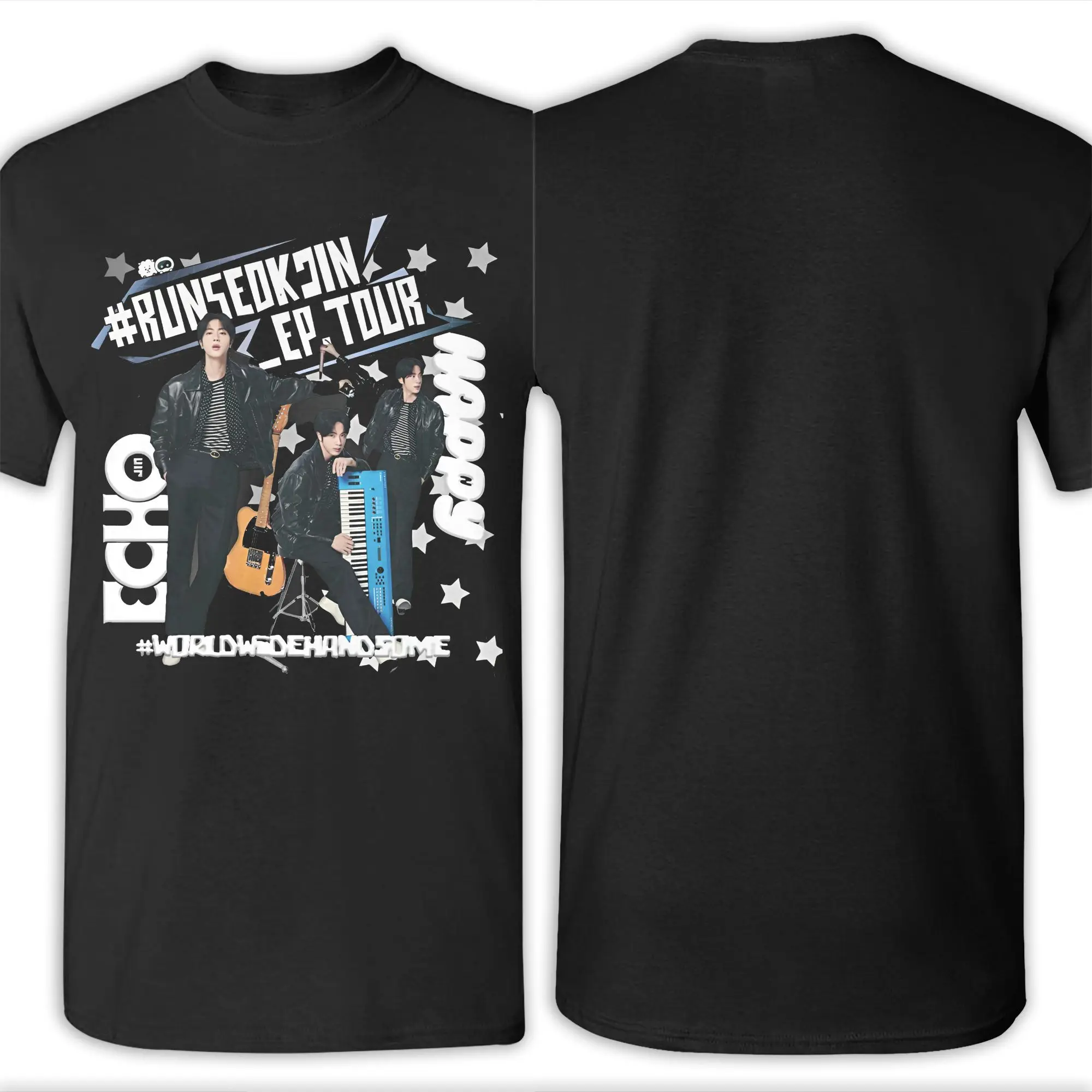 アイドル RUNSEOKJIN in JAPAN S/S T-SHIRT BLACK Jin RUNSEOKJIN EP TOUR 2025 Tshirts Korean Singer Graphic