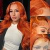 Ginger Orange 13x6 Lace Front Wigs Human Hair 200% Density Body Wave Wig 350 Colored Human Hair Wig Pre Plucked 1
