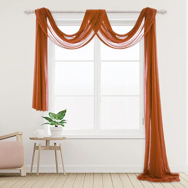 Terracotta Wedding Arch Draping Fabric Chiffon Sheer Drapes 2PACK for Wedding Birthday Party Backdrop Curtains Decorations