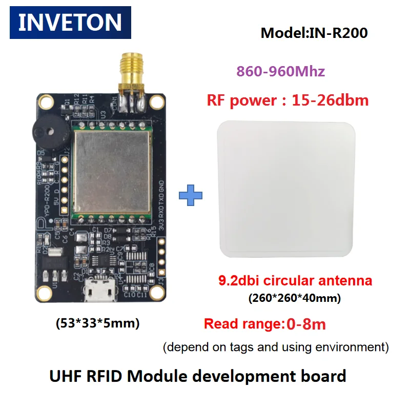 R200 Chip Small Long Range UHF RFID Reader Module with Antenna TTL UART Board SDK for ESP32 Raspberry Embedded System 6