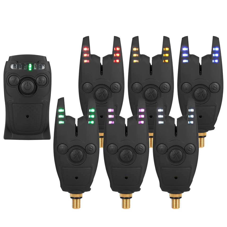 Lixada Fishing Bait Alarm Set with Portable Case Fishing Bait Alert Set Luminous Fishing Bait Indicator Digital Fishing Alert