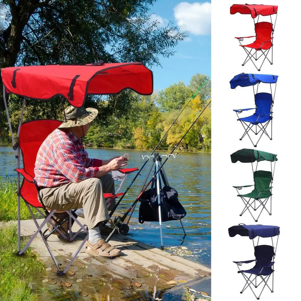 Folding Camping Chair Casual Sun Protection Beach Chair With Canopy Armrests Portable Recliner Chair For Camping Picnic Fishing 8 Folding Camping Chair Casual Sun Protection Beach Chair With Canopy Armrests Portable Recliner Chair For Camping Picnic Fishing 2