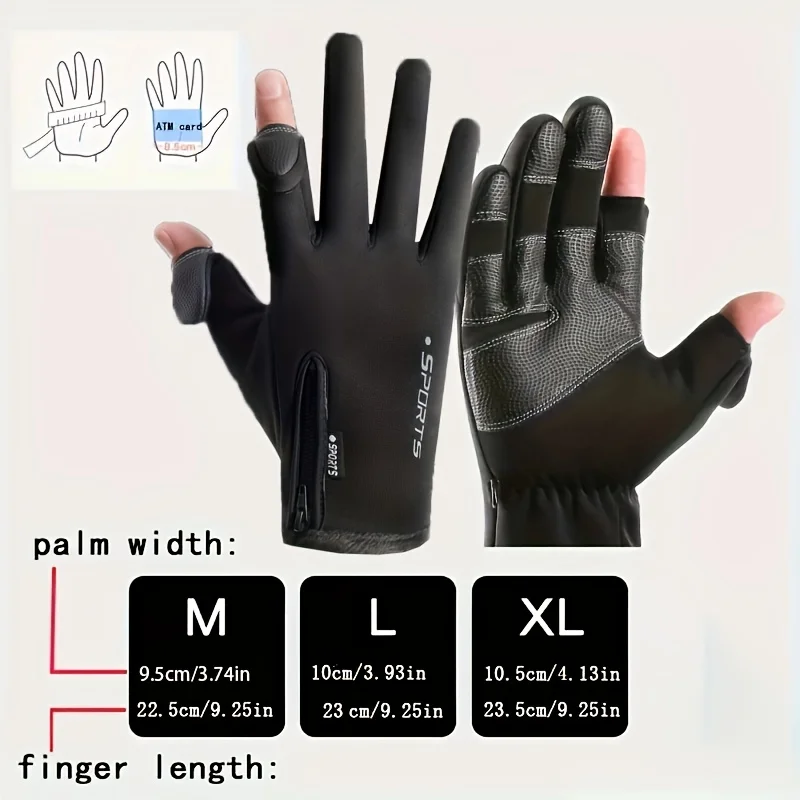 WRELS  Autumn Winter Warm Cycling Gloves Windproof Skiing Fish Touch Screen 2 Finger Flip Waterproof Thermal Anti-slip Gloves 3