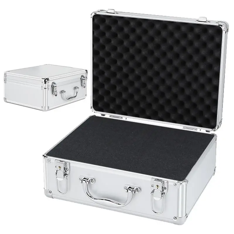 

Aluminum Briefcase With Lock Aluminum Carrying Case Heavy Duty Aluminum Case Handle Design Instrument Suitcase with Sponge