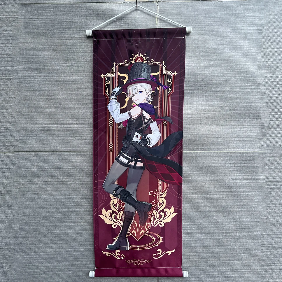 Wall Hanging Poster Game Impact Scroll Canvas Cosplay Cartoon Heros Wall Hanging Poster Halloween Xmas Decor Fans Collection Students Gifts