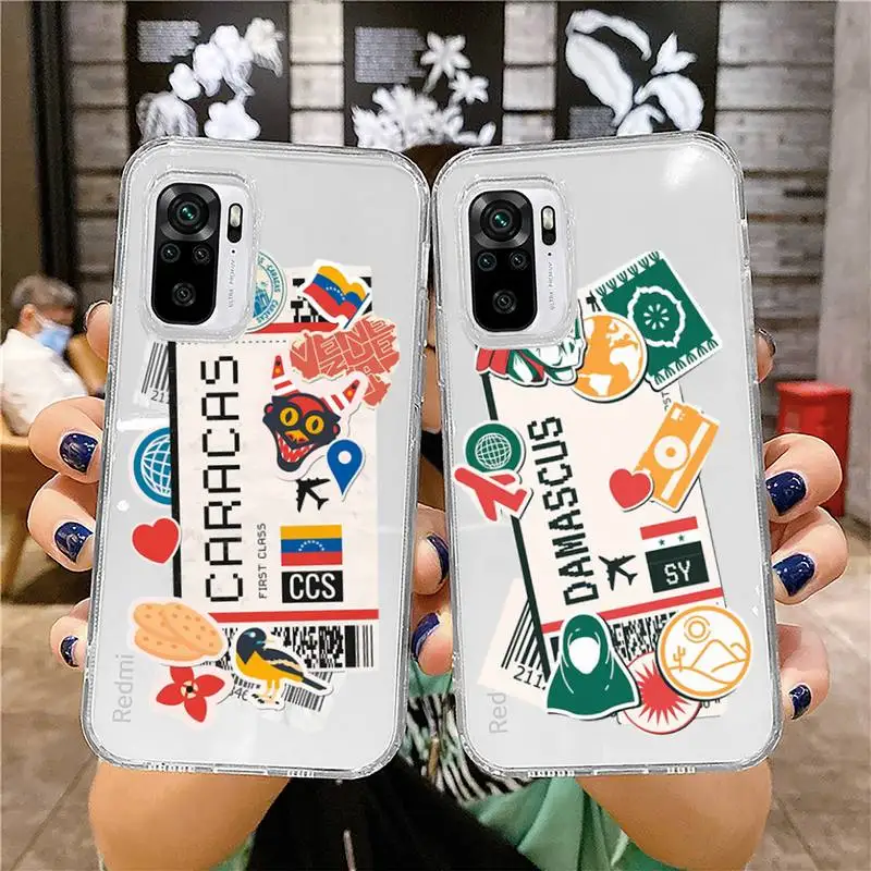 Air Ticket City Usa London Paris Custodia Per Telefono Da Viaggio Per Xiaomi Redmi Note 12 11 10 7 8 9 4G 5G T S I Ultra Poco X3 Pro