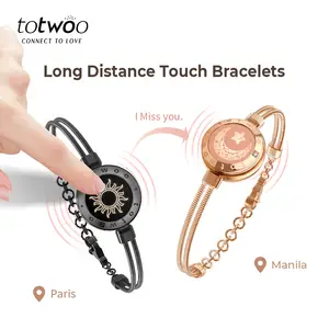 totwoo Long Distance touch Light up&Vibrate Bracelets for Couples