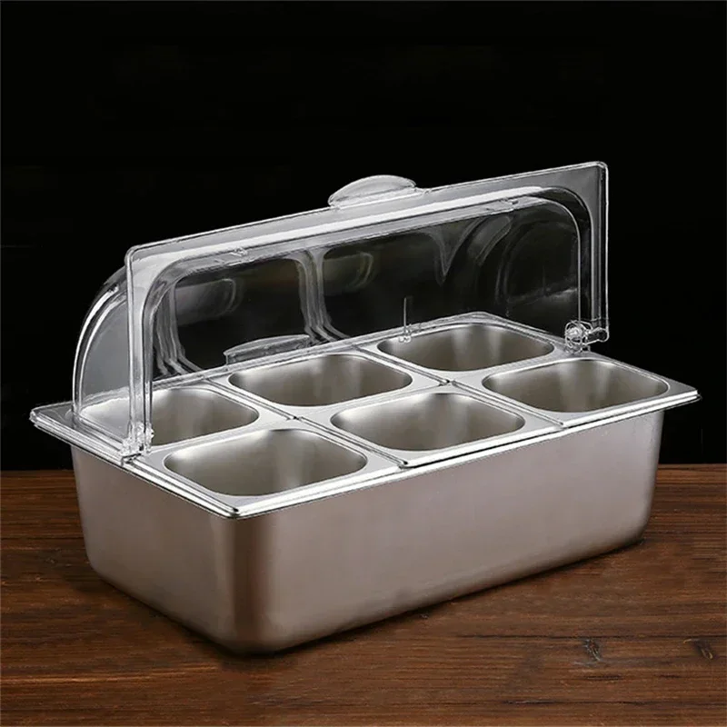 Stainless steel et fruit display plate Cold dish Dust proof bread basket Cake Dim sum tray Tray with transparent cover tray