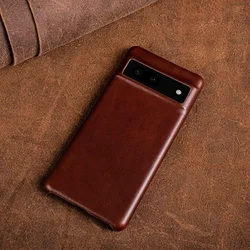 Luxurious Oil Wax Genuine Leather Phone Case - Aesthetic Vintage Cover for Google Pixel 11 (Coffee 19)