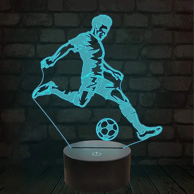 3D Soccer Ball Night Light with Touch Sensor and Remote Control - Fun Bedroom Decor Lamp