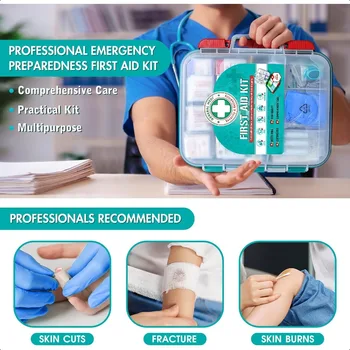 General Medi 420 Pieces Profional First Aid Kit HardCase First Aid Box Contains Premium Medical plies for Travel Home Office Ve 5