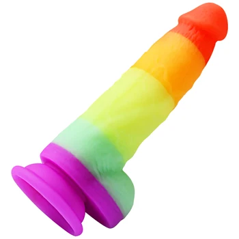 Double Dildo Stimulating Toys Between Women Sex Toys Female Friends Harmony Rainbow Cannon Liquid Silicone Female Dildo 2