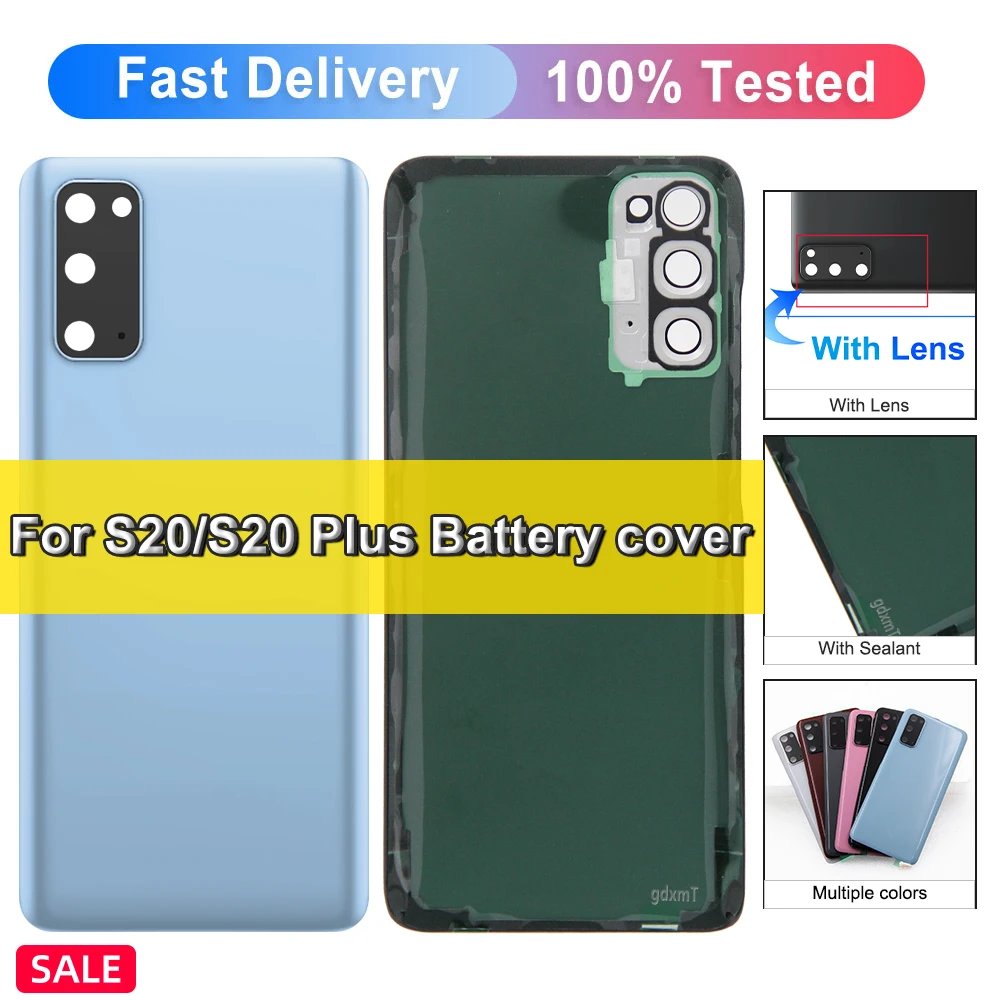 Tampa Traseira para Samsung Galaxy S20 G980 S20 Plus G985, Capa Dura de Substituição da Bateria, Carcaça Traseira com Adesivo