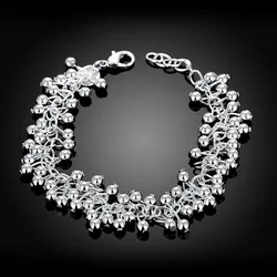 Sterling Silver Grapes Charm Bracelet - Elegant Women's Jewelry - 19cm