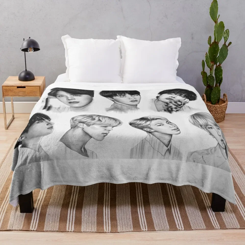 

OT7 pencil drawing Throw Blanket Luxury St Thermals For Travel Blankets