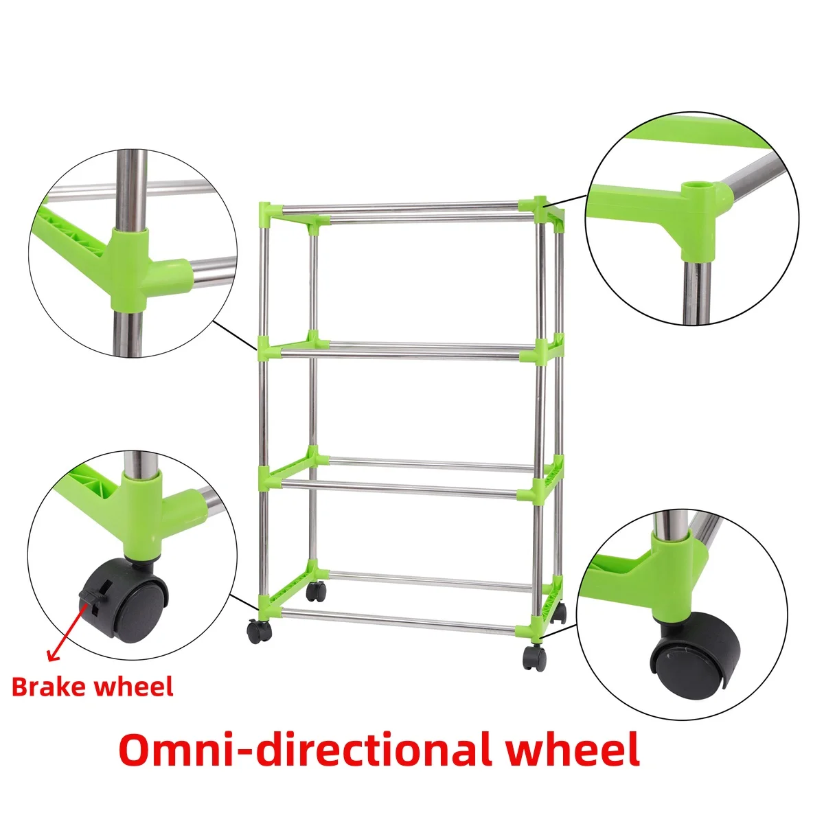 Sprouting Tray Shelf With Stainless Steel Tube Universal Brake Wheel Double Layer Seedling Germination Tray Yard Planting Frame