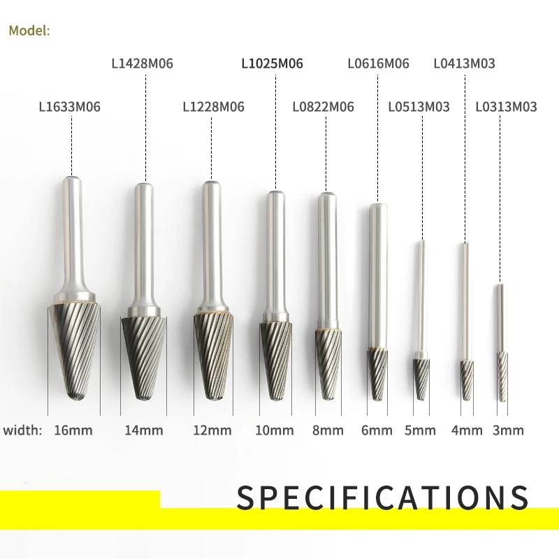 텅스텐 강철 하드 로터리 합금 금속 그라인딩 헤드 1pcs 보링 커터 L 형 원추형 돔 로터리 파일