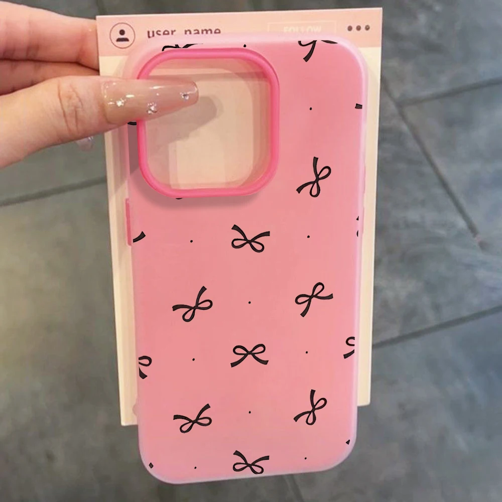 Adorable Polka Dot Bow Silicone Phone Case - Soft TPU Cover