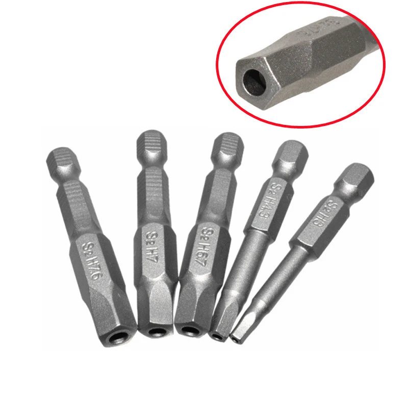 

5pcs S2 Screwdriver Bit Set Pentagonal Hole Security Magnetic Head 50mm H3-H7.6 For Electric Screwdriver Drill