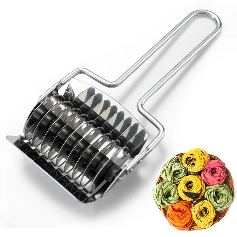 Noodle Cutter Stainless Steel Manual Noodle Cutter Pressing Instant Noodles Makers Dough Garlic Ginger Roller Cut Kitchen Pasta Gadgets