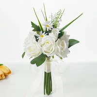 1pc Bride Bouquet White Rose Wedding Flower