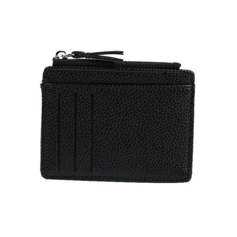Mini Zipper Card Bag Slim ID Bank Purse Wallet Credit Organizer Portable Small Slim Ultra-thin Short Purse Men Black