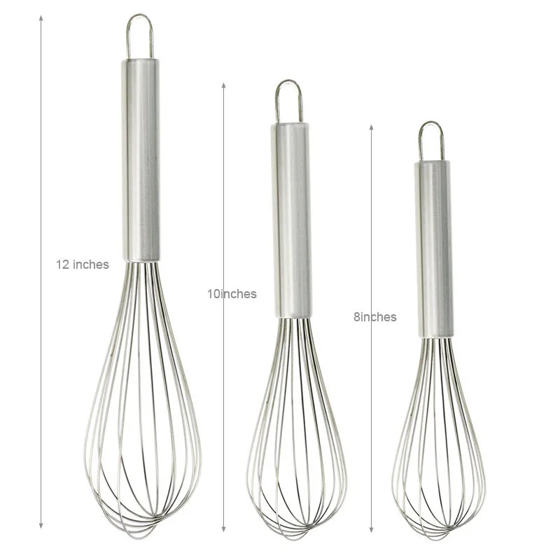 6/8/10/12 inches Stainless Steel Balloon Wire Whisk Manual Egg Beater Mixer Kitchen Baking Utensil Milk Cream Butter Whisk Mixer