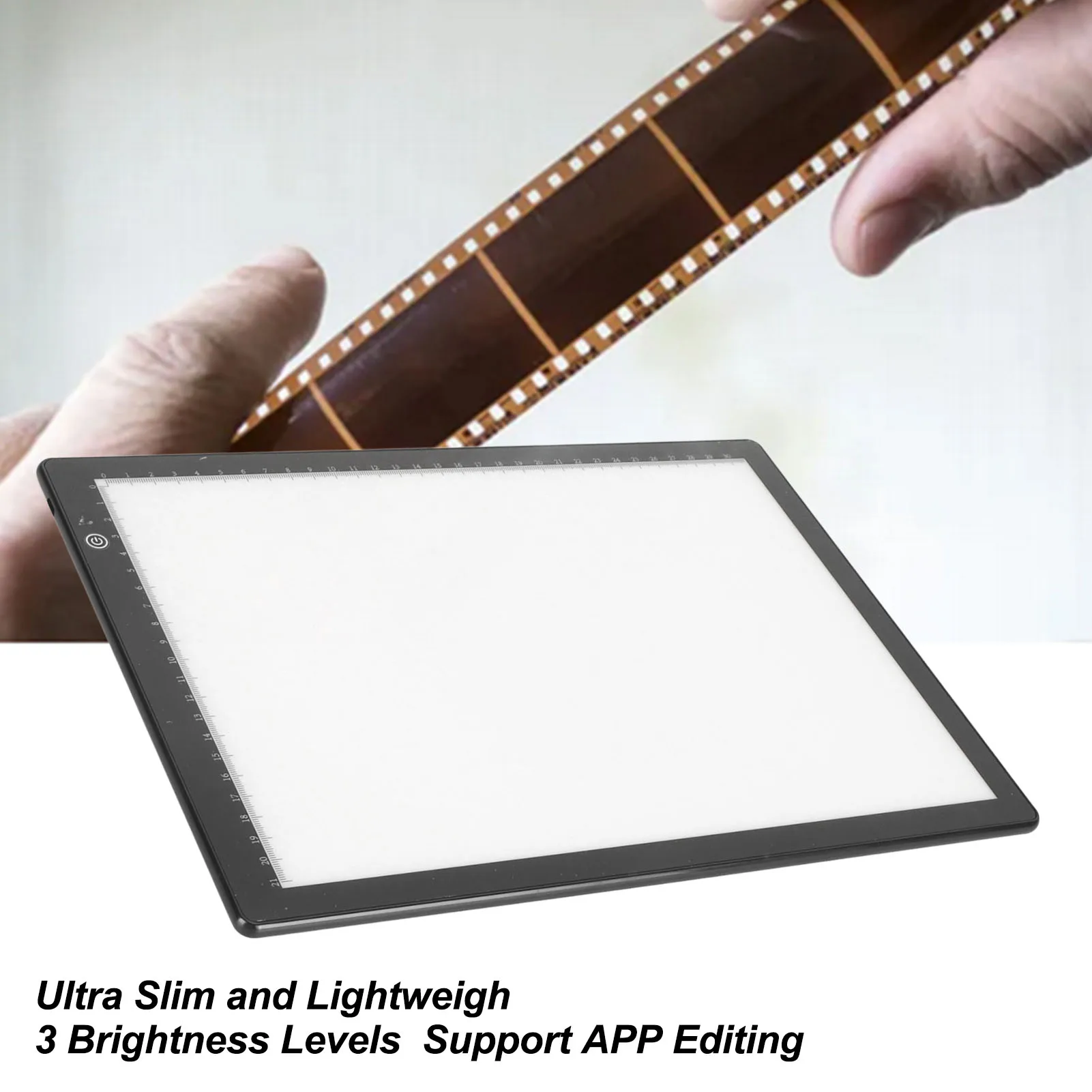 Film Scanning Light Box USB C Powered 3 Brightness Levels Easy Size Slide Viewer APP Editing for Family