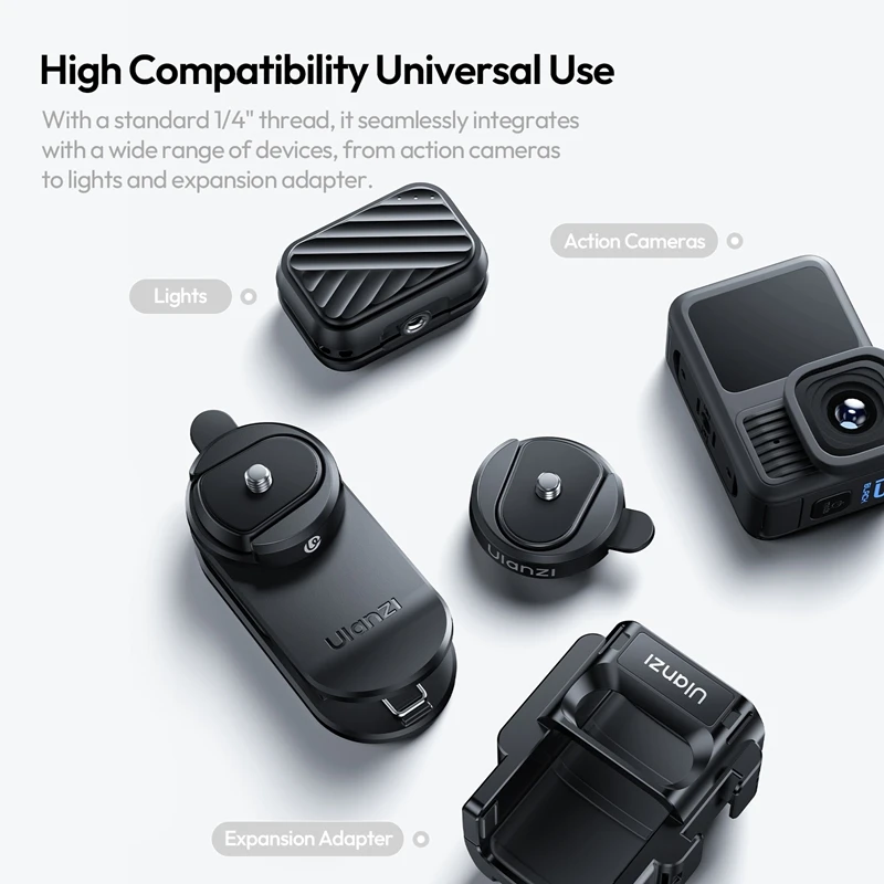 울란지 CK02 백팩 카메라 클립 마운트 (DJI 오즈모 포켓 3, 4, 4P용) 퀵 릴리즈 플레이트 (1/4 나사 포함) 액션 카메라 액세서리
