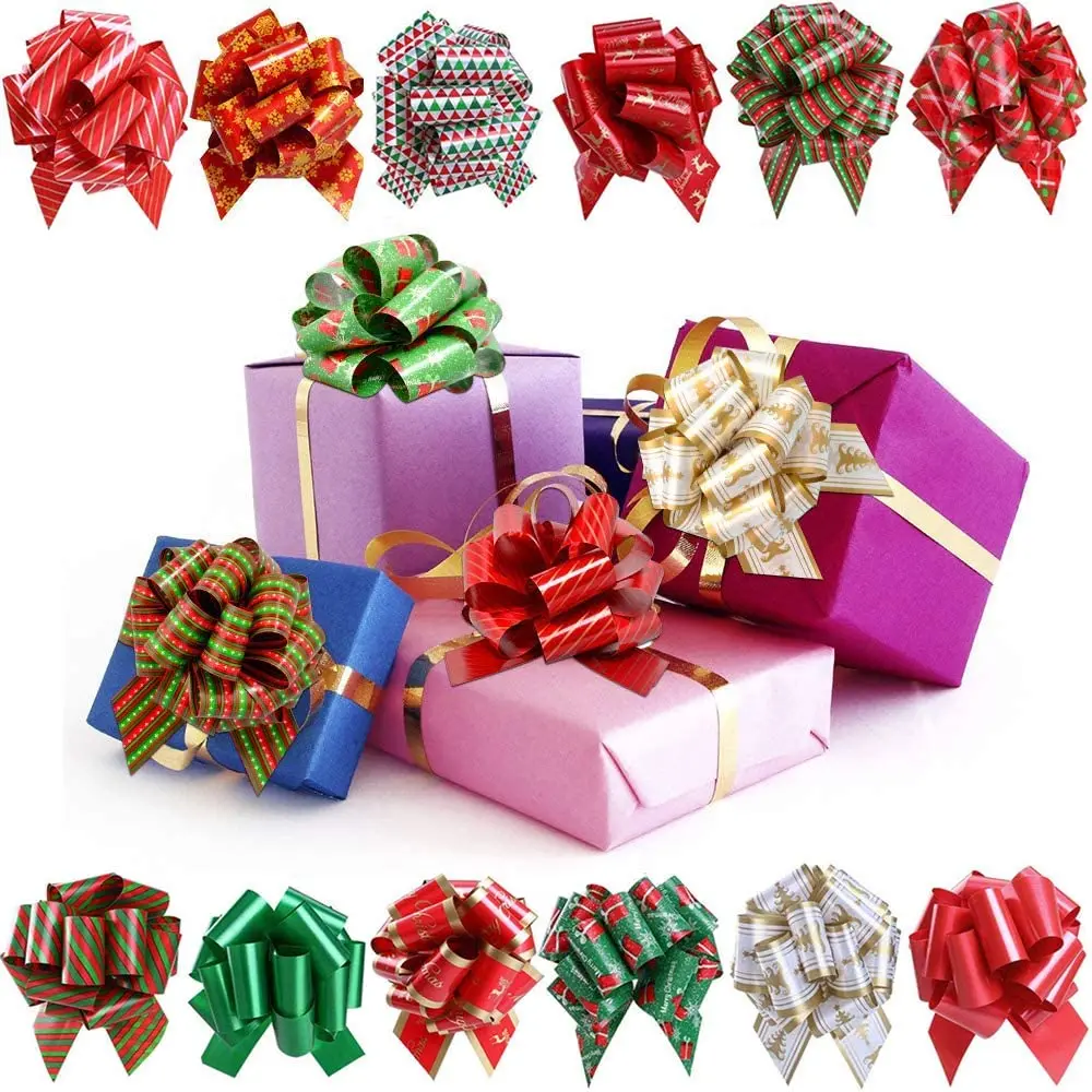 Christmas Gift Wrap Ribbon Pull Bows, Easy and Fast Gift Wrapping Accessory - for Christmas Gifts, Bows, Baskets, Wine Bottles Decoration, Size: 1 PC