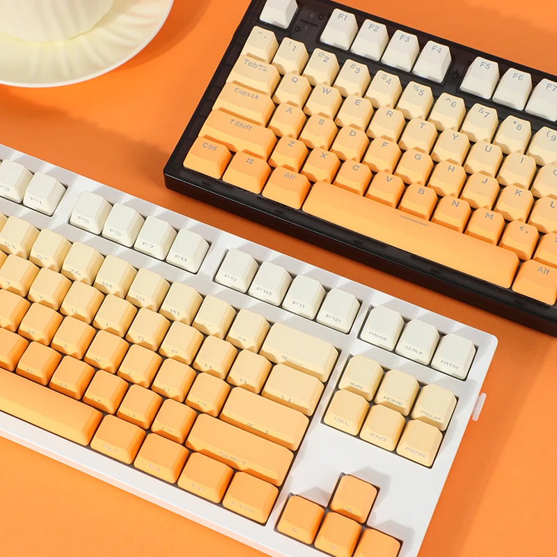 Backlit Keycaps Transparentes para Teclado Interruptor mx Perfil Oem Lado e Impressão Superior Pbt Gradiente de Laranja Gk61 75 87 104 - Imagem 6