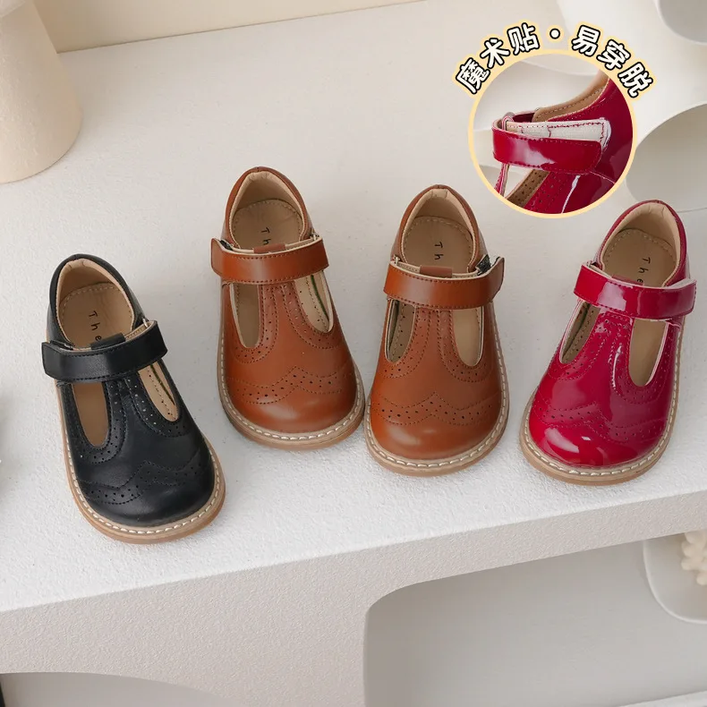 GirlsFlatShoesKidsLeatherShoesNewChildrenLeatherBoysSingle