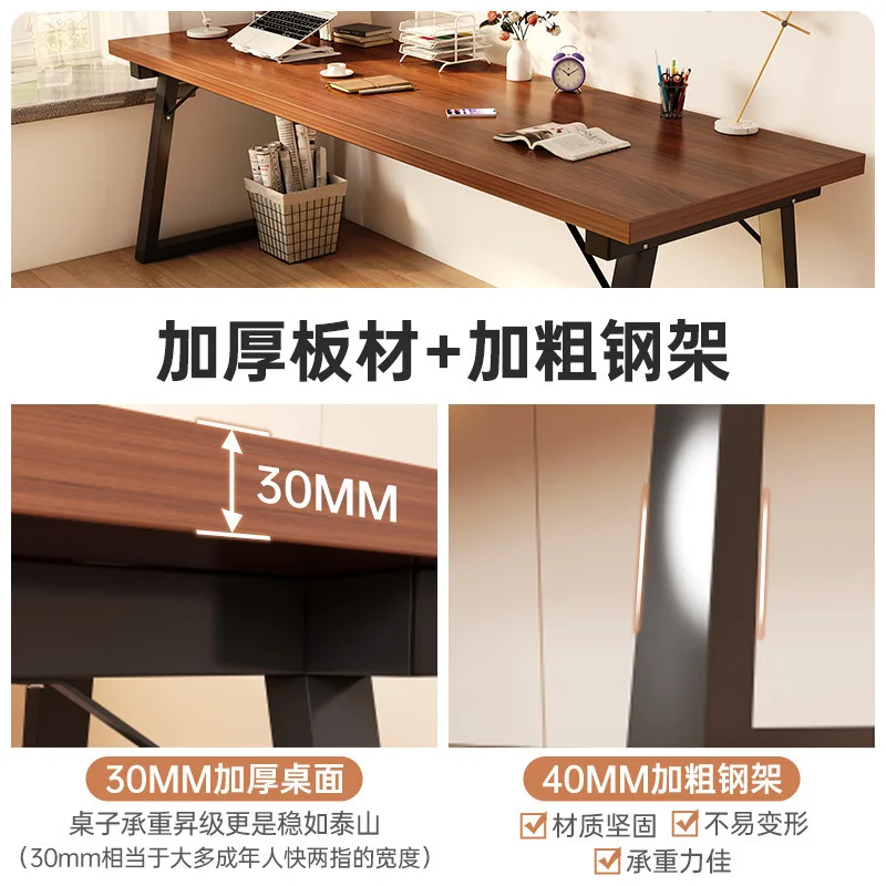 Modern Computer Desk Home Office Desk Large Executive Office Computer Table Study Writing Wooden Tabletop Metal Frame