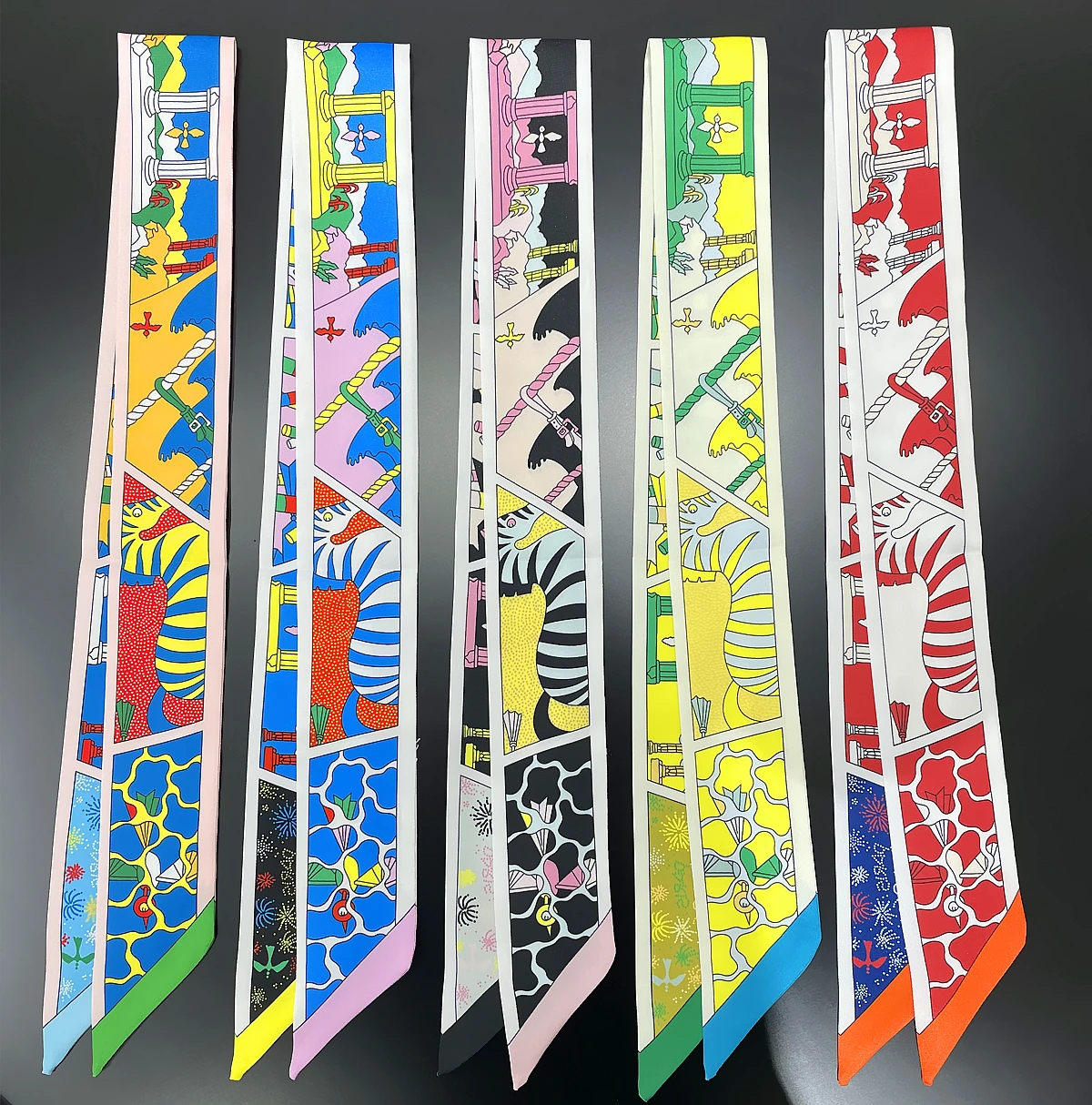 Brand Design Women Twill Silk Scarf Luxury Scarf Lady Foulard Skinny Bag Scarves Neckerchief Fashion Hair Headband Ribbon 4