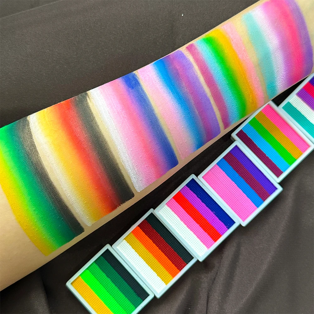 Rainbow Face & Body Paint,8g Split Cake Non-Toxic Makeup-High Saturation Vibrant Colors for Festivals,Butterfly Makeup Looks