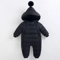 Baby jumpsuit winter new plush and thick hooded down climbing suit for babies to go out and hug clothes, newborn cotton jacket 2