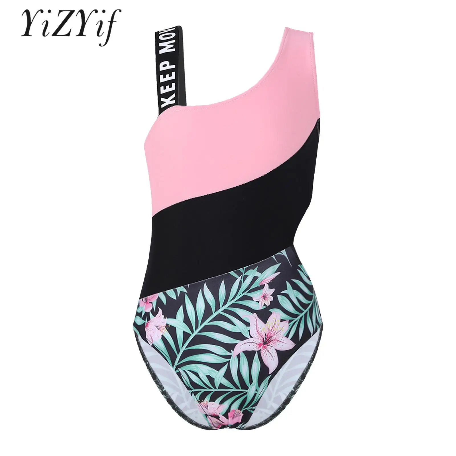 

Kids Girls One Piece Swimsuit Sleeveless Floral Printing Bodysuit Gymnastics Leotard Bathing Suit Swimwear Beach Top Monokini