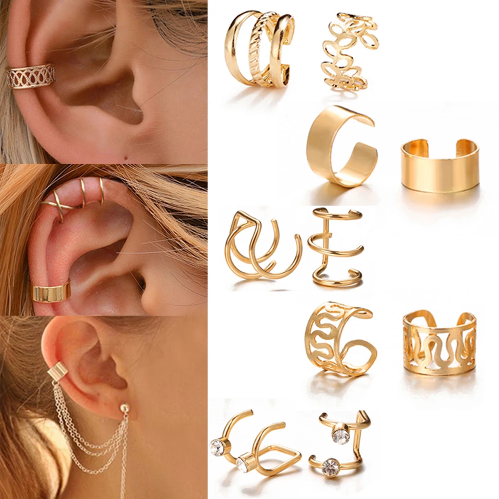 Leaves Ear Cuff Non-Piercing Ear Clip Earrings for Women Men Fake Cartilage Jewelry