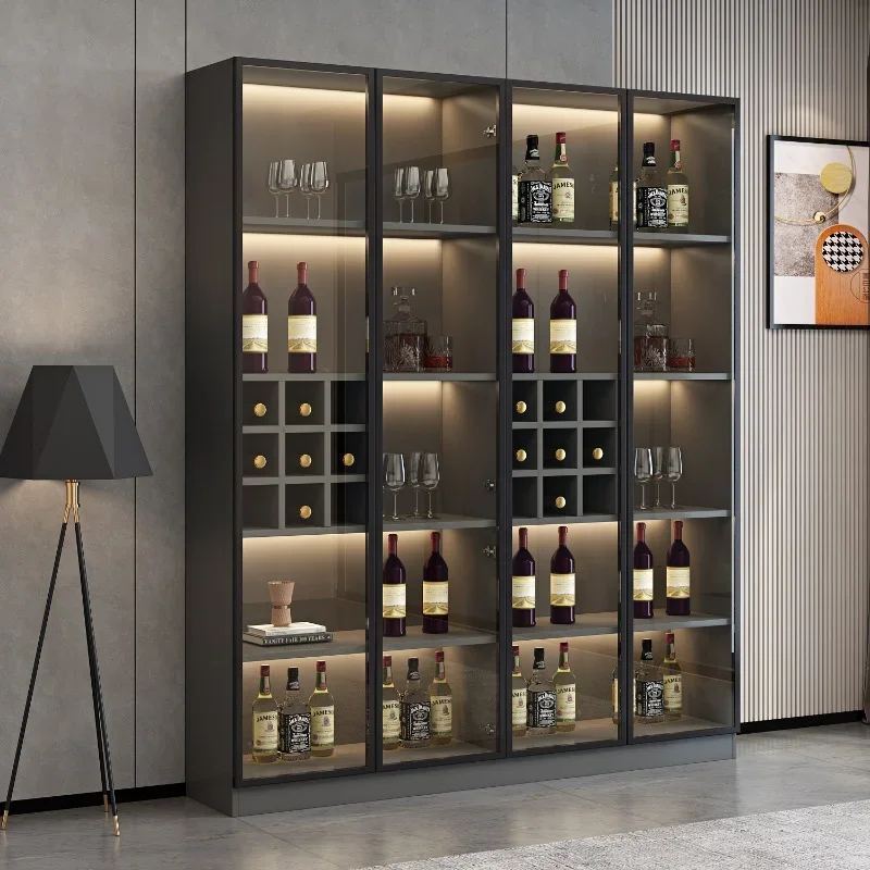 Liquor Storage Wine Cabinets Modern Glass Simplicity Corner Wine Cabinets Wall Display Botellero Vino European Furniture QF50JG