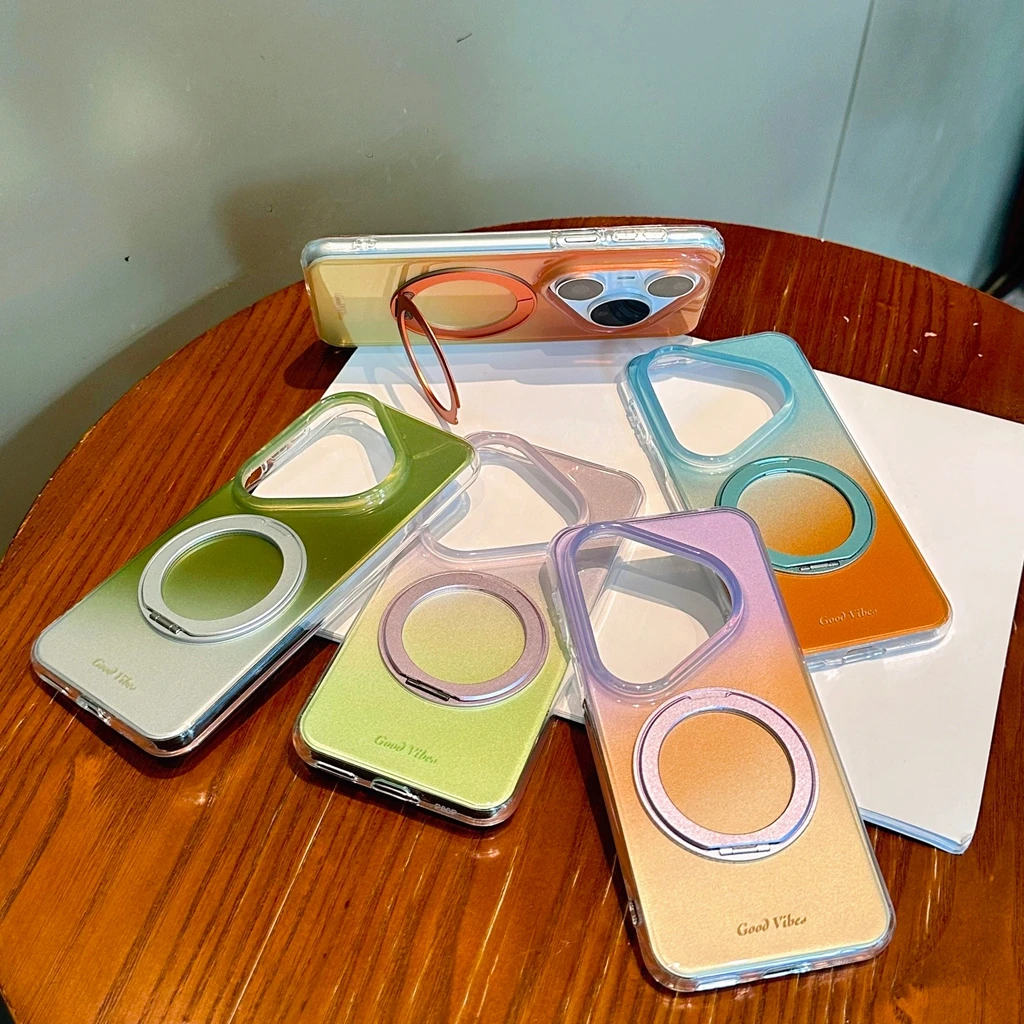 Summer Dopamine Gradient Transparent Border 360° Rotating Stand Phone Case