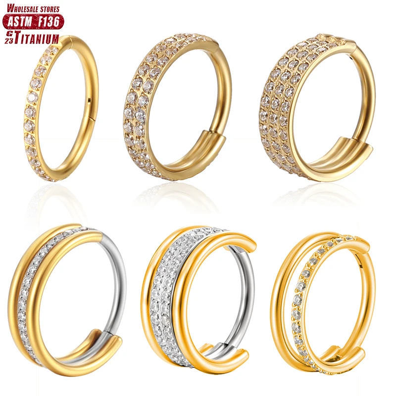 F136 Titan-Nasenring, Implantatqualität, aufklappbare, nahtlose Ohrringe, Clicker-Creolenring für Knorpel, Helix, Rook, Septum, Daith, Tragus