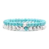 Ensemble de bracelets pour couple, charme en pierre naturelle œil de tigre et lave noire, bracelet extensible tendance, bracelet perlé de yoga, bijoux d'amitié, cadeau