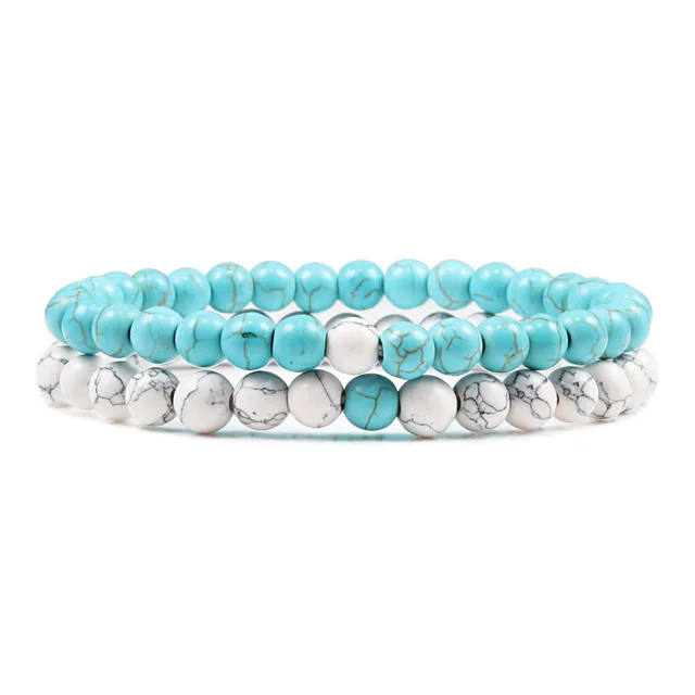 Ensemble de bracelets pour couple, charme en pierre naturelle œil de tigre et lave noire, bracelet extensible tendance, bracelet perlé de yoga, bijoux d'amitié, cadeau