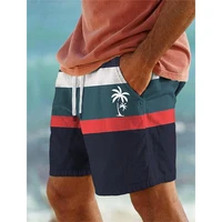 Men's Coconut Tree Striped 3D Print Beach Shorts Hawaiian Swimwear Men Surfing Casual Board Pants Swimsuits Trunks Man Clothing