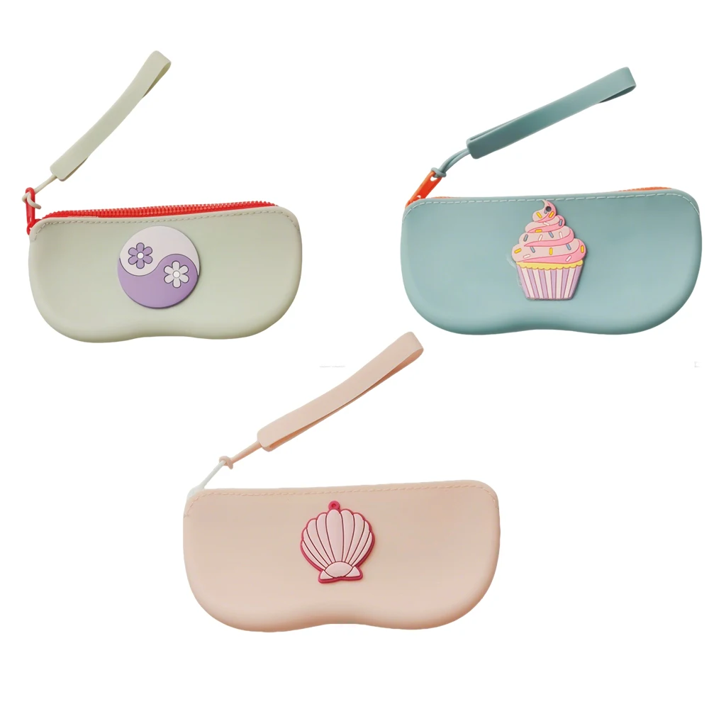 1pcs Silicone Glasses Bag Portable Sunglass Storage Bag Glasses Case Diy Hanging Large Capacity Lipstick Data Cable Storage Bag