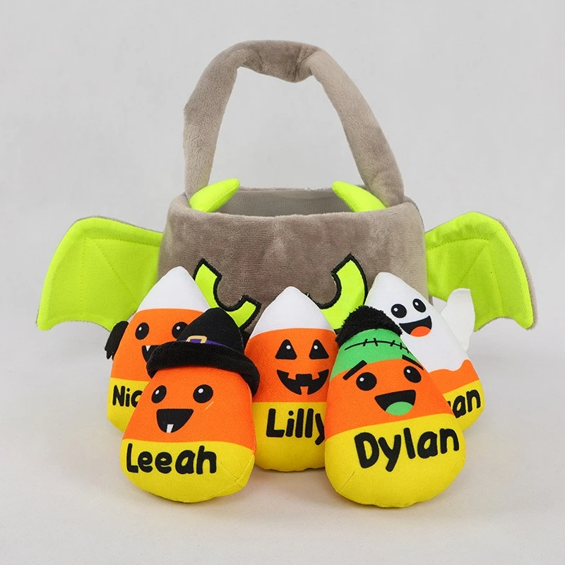 

Halloween Funny Candy Pumpkin Basket Plush Toy Halloween Cute Bat Figure Decoration Halloween Decor Home Decor Gift for Kids
