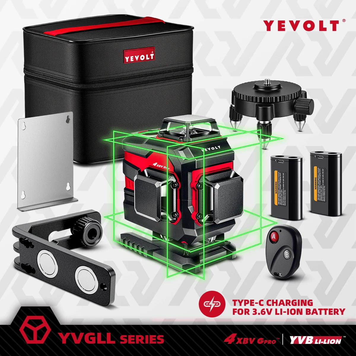 Laser Level Green Beam 4-Plane 16-Line Self-leveling 360 3D Ground-Hugging Horizontal & Vertical Tile Measuring Tools laser level