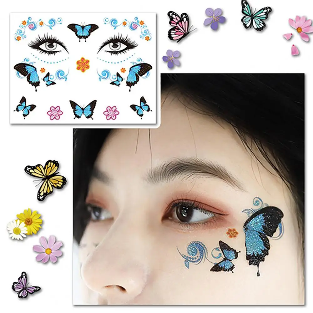 

Night on Town Tattoo Stickers Captivating Butterfly Wings Tattoo Stickers Waterproof Glitter Decals for Kids' Parties Festivals